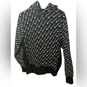 Champion Reverse Weave All Over Print C Logo Pullover Hoodie Black Size Medium